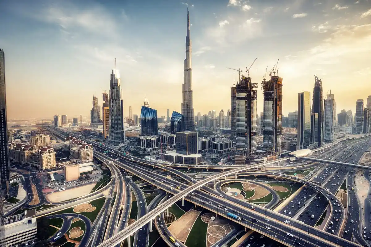 VIP cross-border chauffeur service arriving at the Dubai skyline